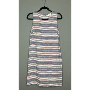 St. Tropez West 100% Linen Women's 4 Striped Sleeveless Mini Dress